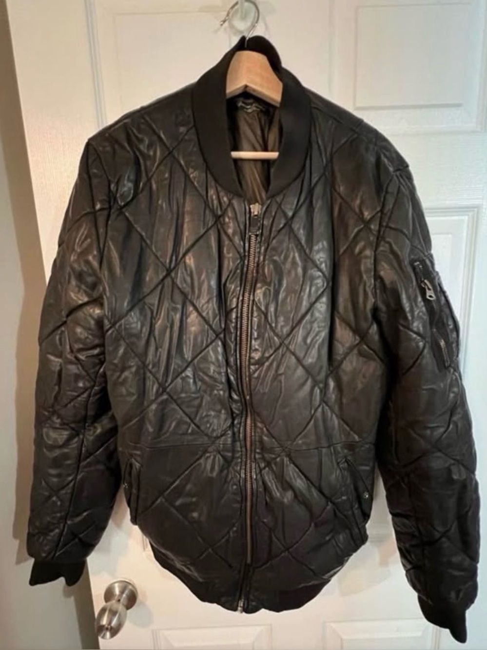 Scotch & Soda Black Quilted Bomber Jacket